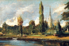 „Katedra w Salisbury, widok od strony rzeki", ok. 1820–1831 (Sotheby's)